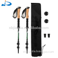 Ninghai jianda 100% carbon fiber folding telescopic enter lock hiking pole walking stick trekking cane with cork handle